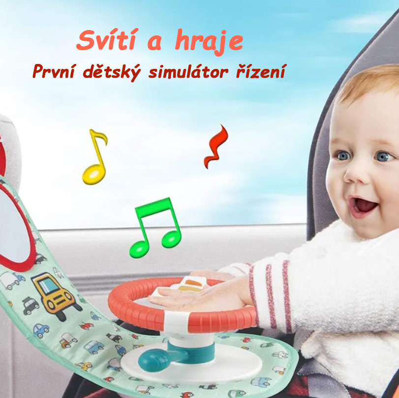 Dětský volant do auta, se zrcátky, zvuky a světýlky, obrázek 2