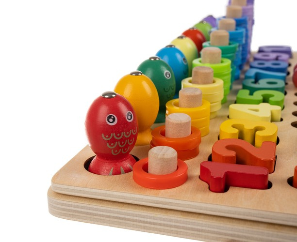 Dřevěné puzzle hádanky - učíme se barvy, tvary a počítáme, obrázek 2