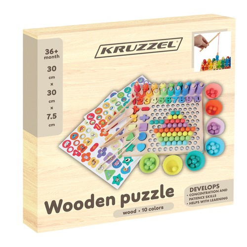 Dřevěné puzzle hádanky - učíme se barvy, tvary a počítáme, obrázek 3