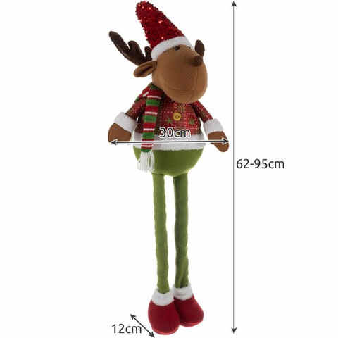 Teleskopický sob vánoční dekorace, výška 62–95 cm, červenozelený, obrázek 2