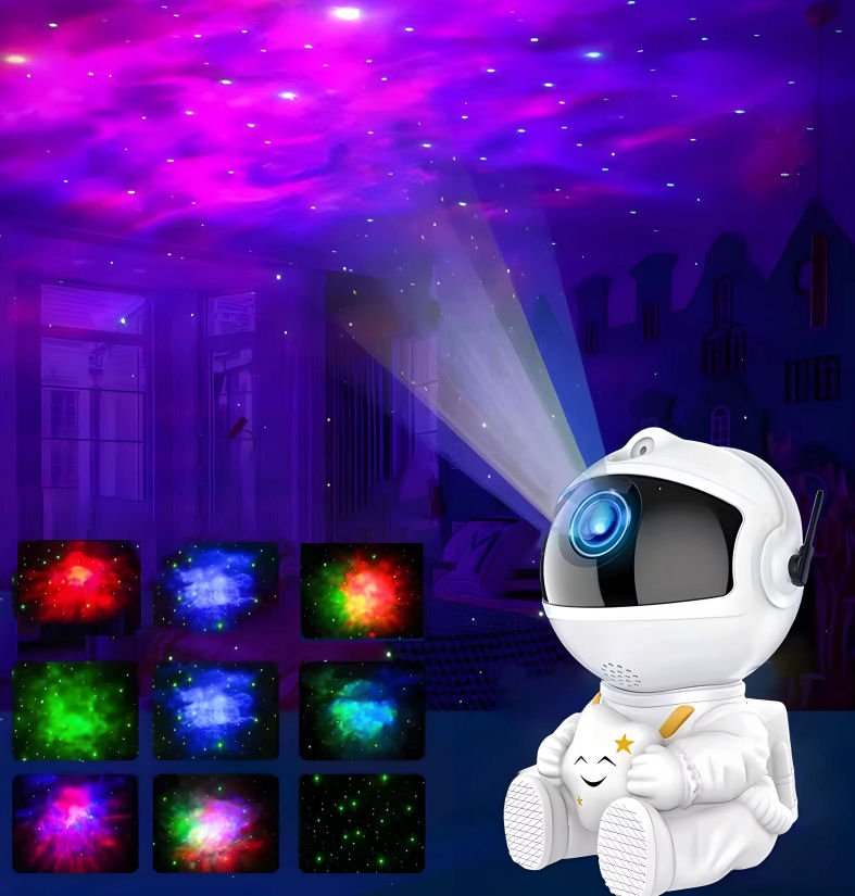 Sedící Kosmonaut- otočný světelný projektor noční oblohy a polární záře.., obrázek 3